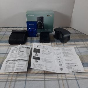 Canon PowerShot ELPH 150 IS Blue Digital Camera Chargers Case Instructions Works